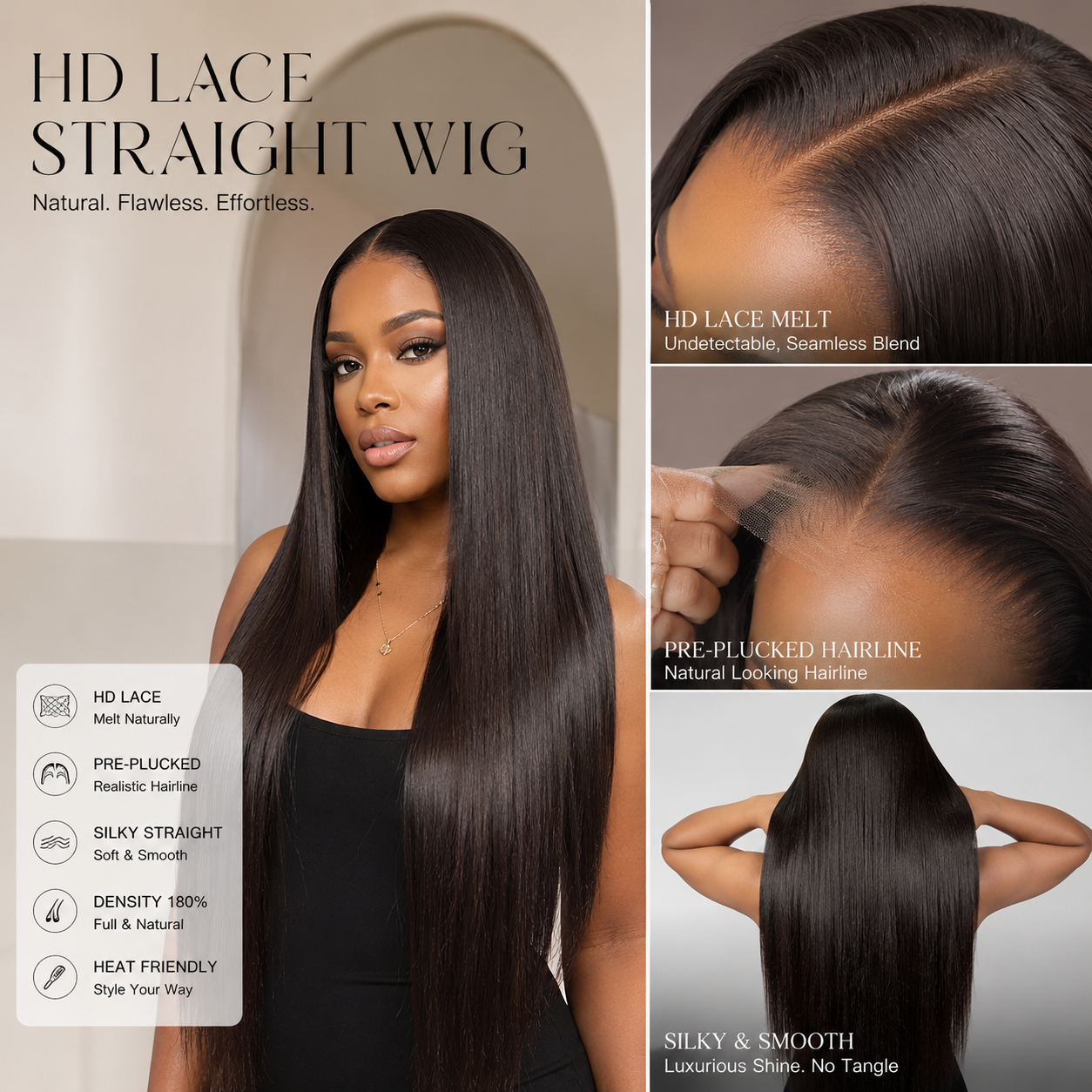 🌷💥Straight HD Transparent Lace Front Wigs Human Hair