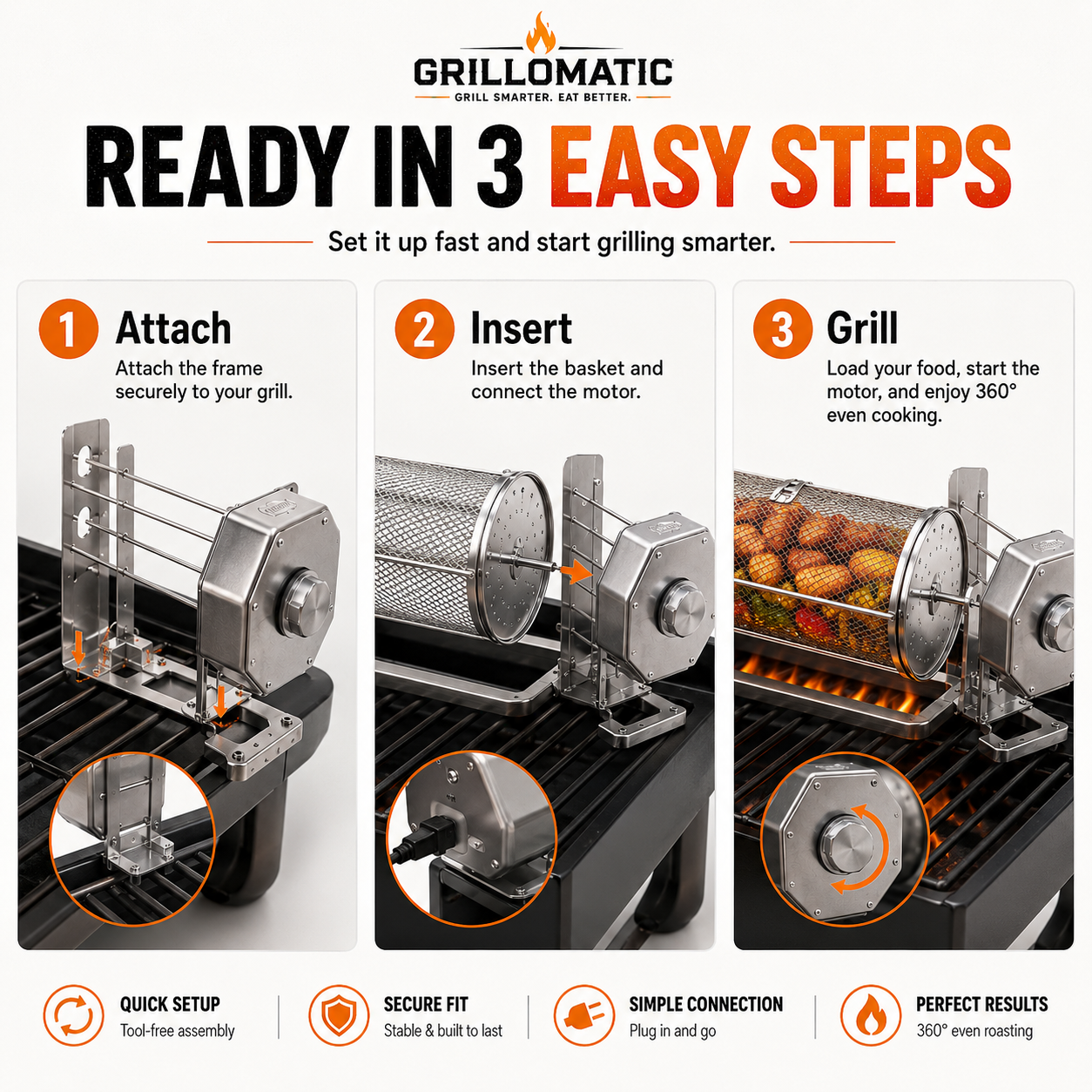 🎁𝐎𝐟𝐟𝐢𝐜𝐢𝐚𝐥 𝐁𝐫𝐚𝐧𝐝 𝐒𝐭𝐨𝐫𝐞✨🔥 Automatic Rotating BBQ Grill Rack