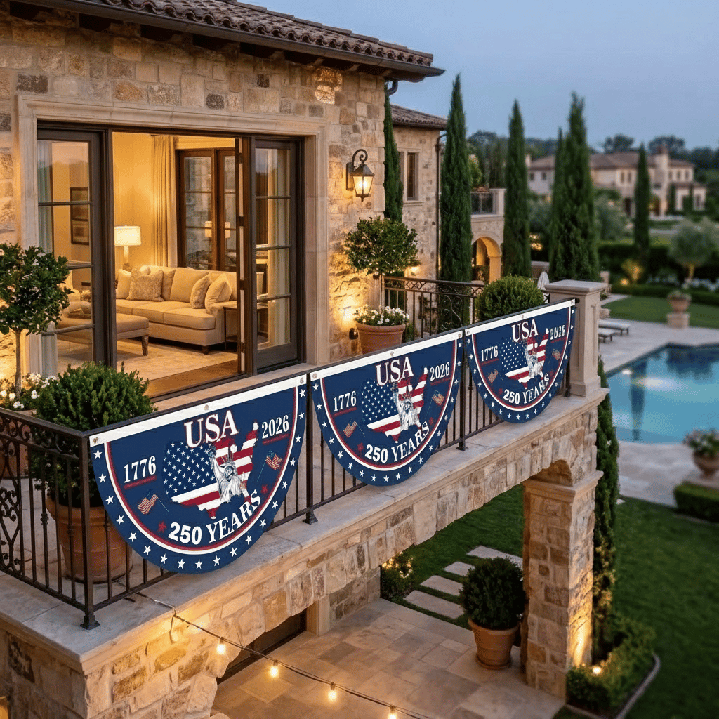 𝐎𝐟𝐟𝐢𝐜𝐢𝐚𝐥 𝐁𝐫𝐚𝐧𝐝 𝐒𝐭𝐨𝐫𝐞🗽USA 250th Anniversary Flag Half Round Banner🦅