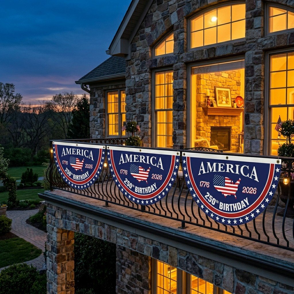 𝐎𝐟𝐟𝐢𝐜𝐢𝐚𝐥 𝐁𝐫𝐚𝐧𝐝 𝐒𝐭𝐨𝐫𝐞🗽USA 250th Anniversary Flag Half Round Banner🦅