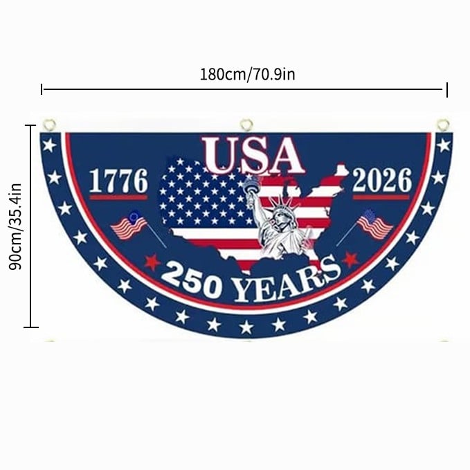 𝐎𝐟𝐟𝐢𝐜𝐢𝐚𝐥 𝐁𝐫𝐚𝐧𝐝 𝐒𝐭𝐨𝐫𝐞🗽USA 250th Anniversary Flag Half Round Banner🦅