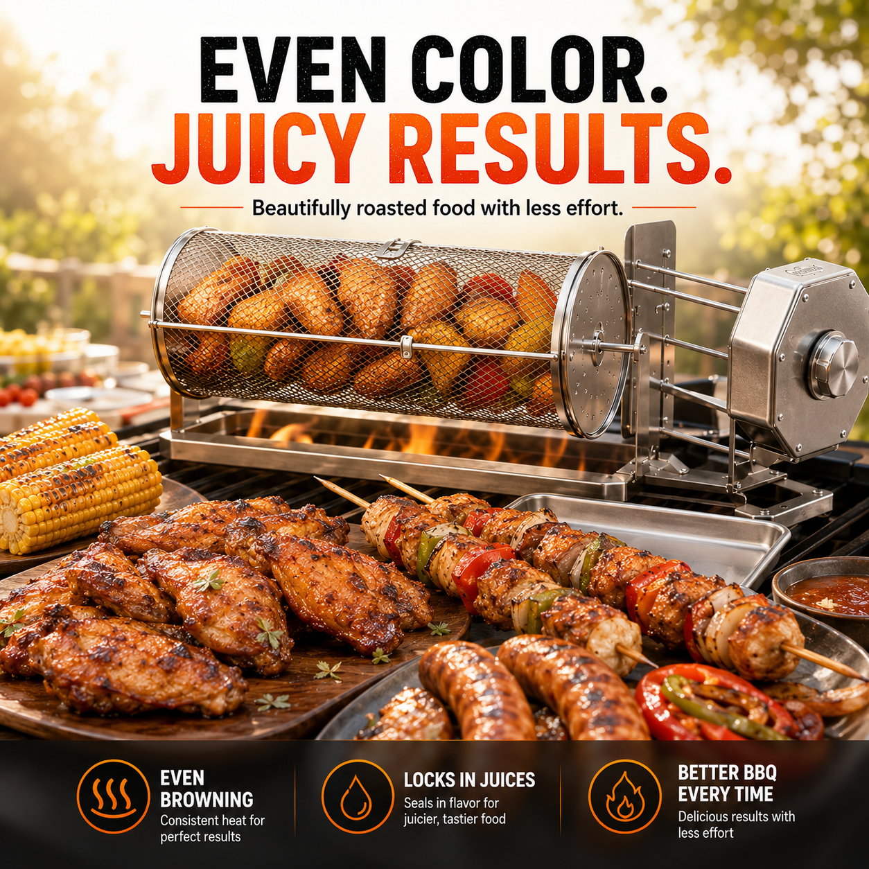 🎁𝐎𝐟𝐟𝐢𝐜𝐢𝐚𝐥 𝐁𝐫𝐚𝐧𝐝 𝐒𝐭𝐨𝐫𝐞✨🔥 Automatic Rotating BBQ Grill Rack
